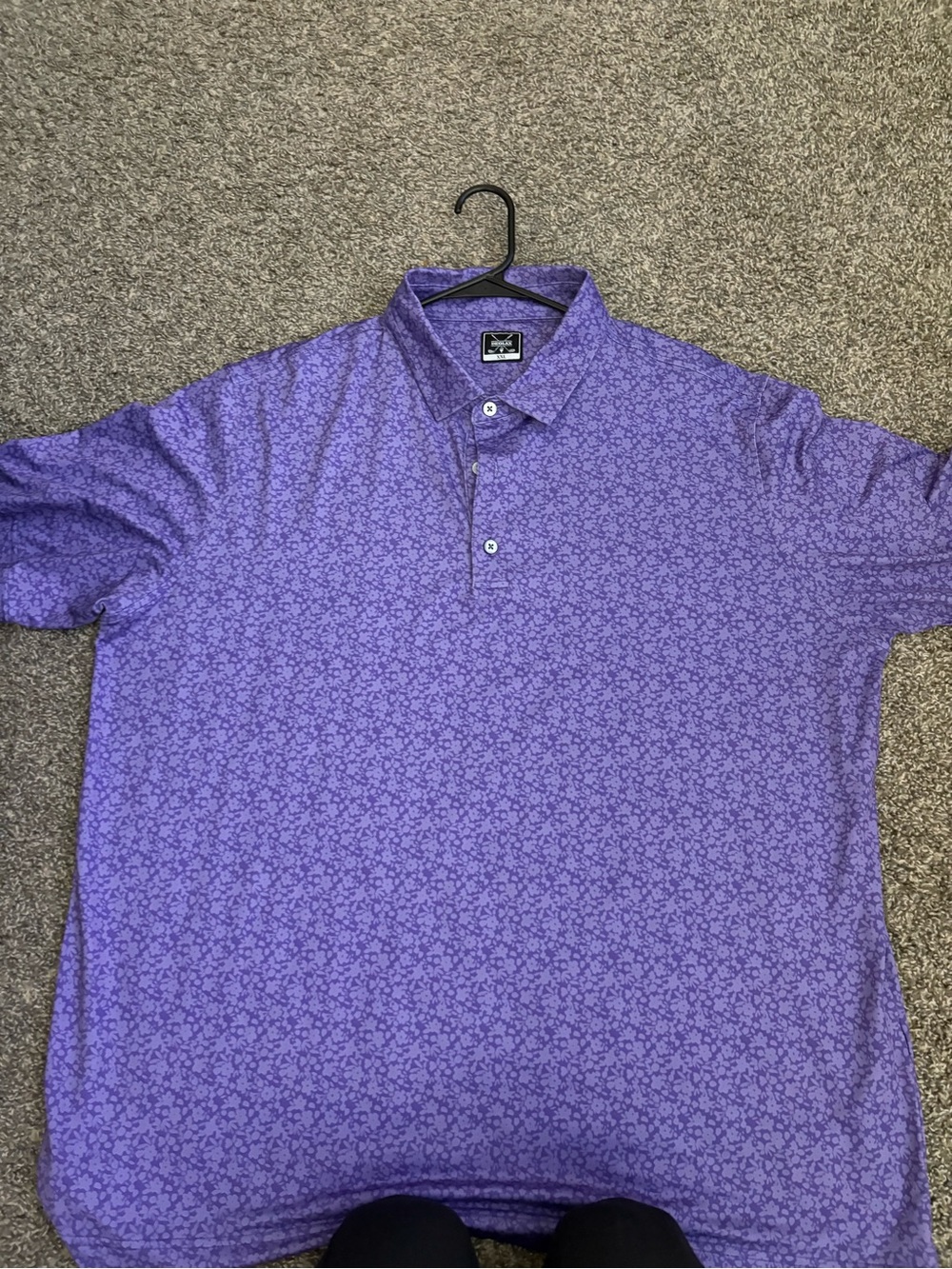 Men's Purple Floral-Print Polo Shirt